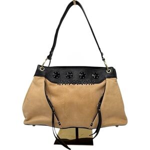 Tre Vero Leather Satchel Tan and Black Women's Handbag